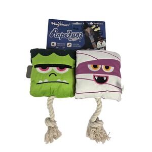 HugSmart RopeFunz Halloween Dog Toy Set Frankenstein Mummy Plush Squeaky Rope